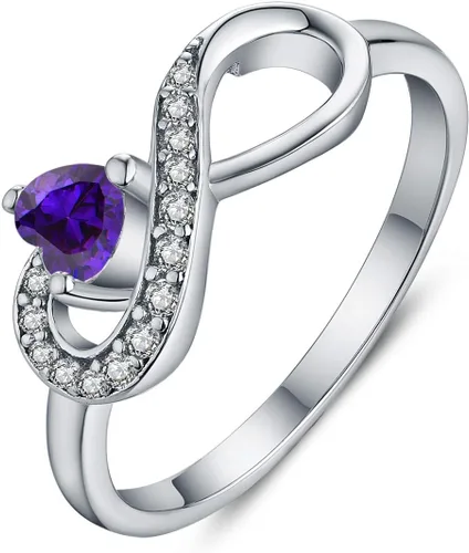 Miniatura 35 de Anillo Jo Wisdomo de compromiso. de plata esterlina, con corazón e infinito, anillo de amistad, para ella