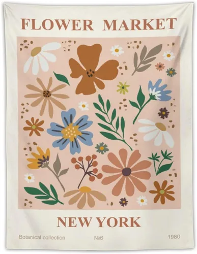 Miniatura 11 de Chordity Tapices Estéticos de Mercado de Flores Botánicas Danesas en Tonos Pastel para Colgar en la Pared Tapiz Bandera Decorativa Para Decoración