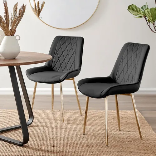 Miniatura 21 de Furniturebox - Juego de 2 sillas de comedor Pesaro, terciopelo crema, plateado, patas de metal cromado, modernas, contemporáneas, de lujo, sillas
