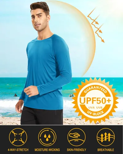 Miniatura 32 de MAGCOMSEN Camisas de manga larga para hombre, protección solar UPF 50+, camisetas atléticas para senderismo, correr, entrenamiento, protección