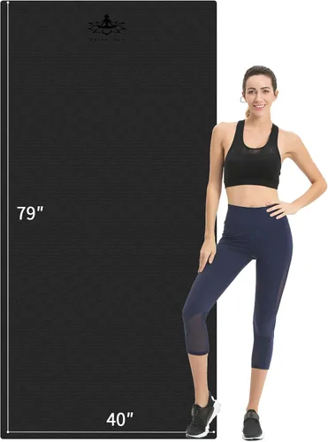 Hatha Yoga Esterilla de Yoga Extra Larga de TPE 79" x 40" x 1/2" de Grosor Esterilla de Ejercicio Antideslizante para Uso en Gimnasio en Casa, Yoga,