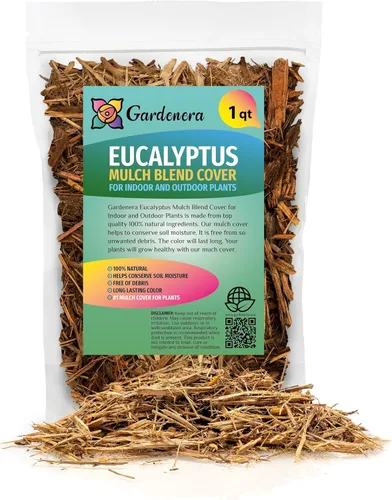 Mejora tu espacio al aire libre con el mantillo de eucalipto de Gardenera, fragante y beneficioso, 1 cuarto de galón
