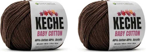 Miniatura 121 de Keche Hilo de algodón, 60% algodón, 40% hilo acrílico, hilo de algodón suave para crochet y tejer, hilo amigurumi, 1 madeja/bola, 1.76 onzas (50g)