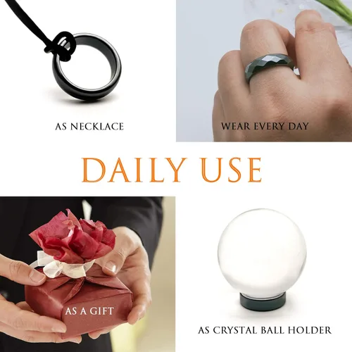 Miniatura 47 de Morchic - Anillos unisex de piedras de hematita, para equilibrar ansiedad, chakra raíz, (paquete de tamaños mixtos)