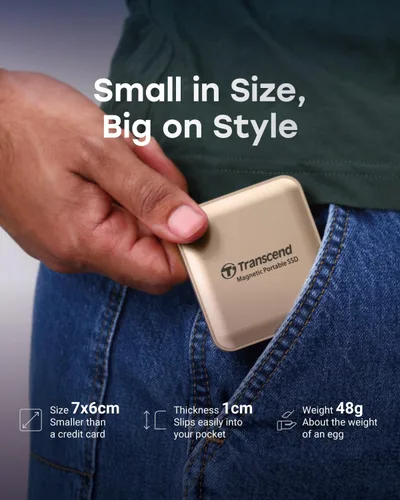 Miniatura 5 de Transcend ESD420 SSD externo magnético de 1 TB, hasta 2000 MB/s, compatible con Apple 4K ProRes HDR Record, MagSafe