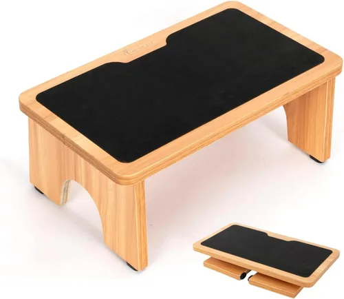 StrongTek Taburete plegable de madera, resistente escalera portátil de un solo paso para niños y adultos, superficie antideslizante, soporta 300