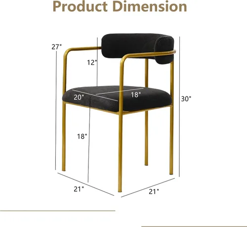 Miniatura 2 de Boucle - Juego de 4 sillas de comedor con brazos, modernas sillas de comedor tapizadas de mediados de siglo para cocina y comedor, respaldo curvo
