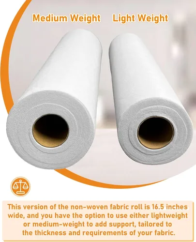 Miniatura 3 de PLANTIONAL Interfaz fusible no tejido no tejido blanco ligero para planchado: 16.5 "x 30yds Interfaz no tejida de peso ligero en poliéster de una