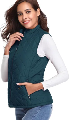 Miniatura 2 de Fuinloth - Chaleco acolchado para mujer, diseño de cuello alto, ligero, con cierre