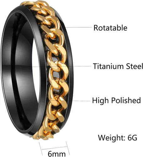 Miniatura 13 de Anillos giratorios para la ansiedad para hombre, anillos clásicos de cadena para mujeres y adultos, anillo de acero de titanio