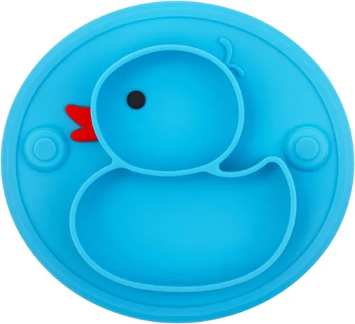 Plato dividido de silicona para bebés, plato portátil antideslizante para alimentación infantil con ventosa para niños, bebés y niños, sin BPA, apto