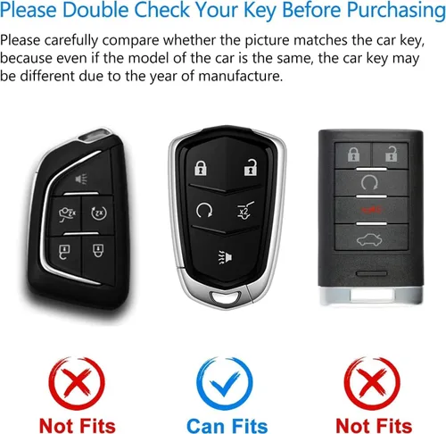 Miniatura 2 de OFFCURVE Funda protectora para llave de Cadillac Escalade 2015-2019 CTS XTS ATS STS XT4 XT5 CT6 SRX Smart Key Holder Accesorios de coche, azul