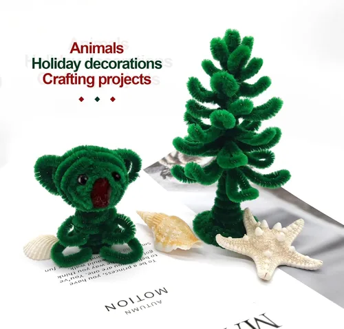 Miniatura 2 de BlingKingdom 100 limpiadores de tuberías esponjosos, tallos de felpilla, suministros de manualidades para hacer coronas, decoraciones navideñas