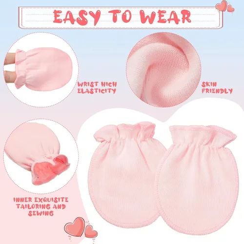 Miniatura 4 de 9 pares de manoplas para recién nacidos, niños y niñas de 0 a 6 meses, guantes de color sólido sin arañazos