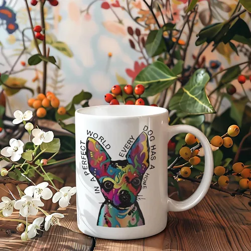 DogsMakeMeHappy Taza de café para perros Chihuahua – Taza de café de cacao caliente de cerámica – La mejor idea de regalo en Navidad, aniversario y