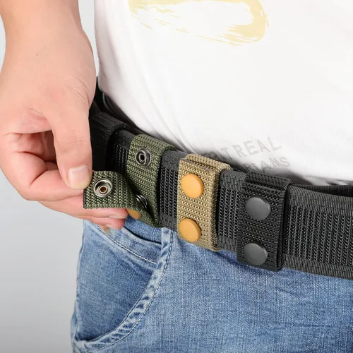 Miniatura 4 de FRTKK Cinturón de servicio con broches dobles para cinturón de 2¼ pulgadas de ancho, cinturón táctico de seguridad, accesorios de equipo militar