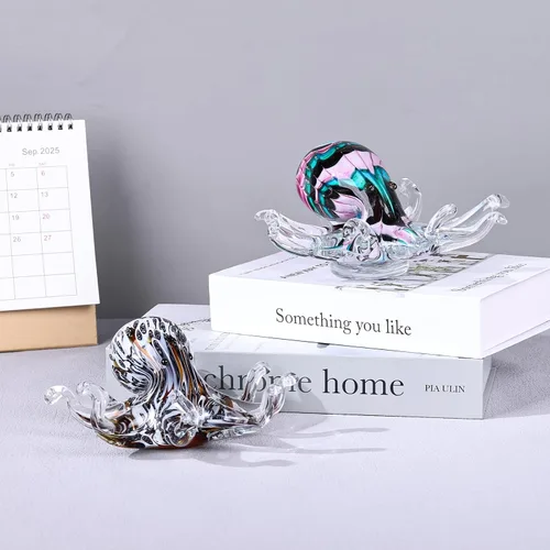 Miniatura 7 de LCCCK Estatua de pulpo de cristal para decoración del hogar, decoración de vidrio soplado a mano, escultura de pulpo, escritorio de oficina de arte