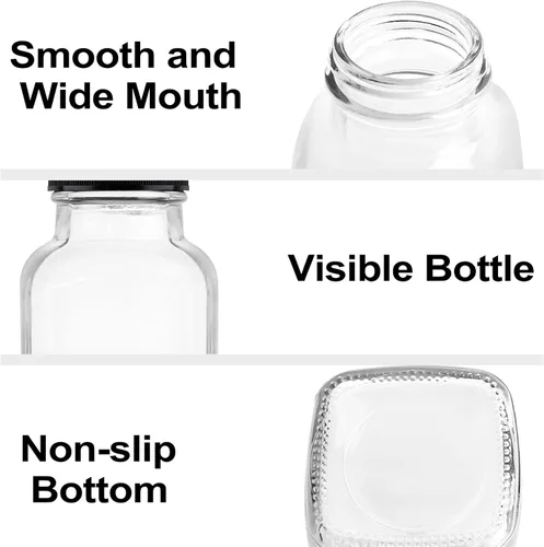 Miniatura 3 de HINGWAH Botellas de vidrio de 12 onzas, juego de 20 botellas de agua de vidrio vintage con tapas, ideales para almacenar jugos, leche, bebidas