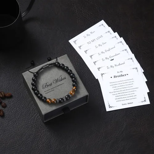 Miniatura 7 de Pulseras de cuentas para hombre, novio, marido, mi hombre, mi amor, hijo, nieto, hermano, aniversario, cumpleaños, graduación, día del padre, regalo