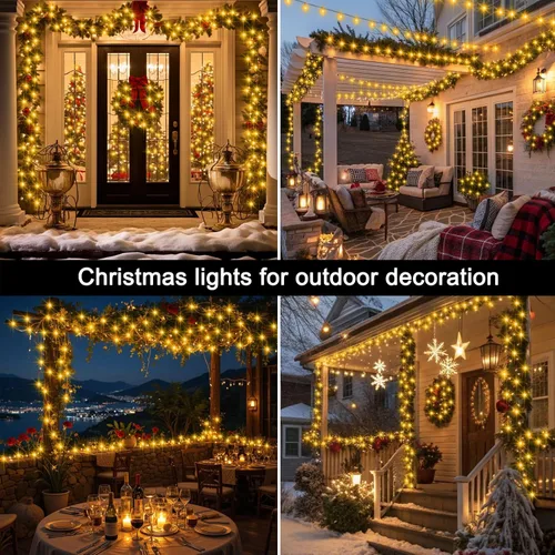 Miniatura 8 de echosari Guirnalda de 400 Luces LED de Navidad Conectables, Luces de Cadena Extra Largas de 66 Pies para Exteriores Conectables de Extremo a Extremo