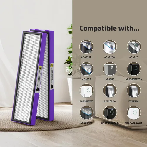 Miniatura 24 de Filtro B de repuesto HEPA transparente de humo compatible con AC4825 AC4300 AC4800 AC4900 AC4850, 2 filtros HEPA verdaderos y 6 prefiltros de carbón
