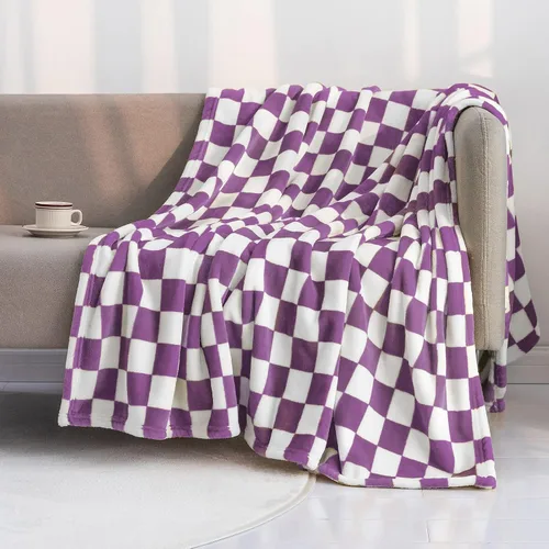 Miniatura 15 de LOMAO Manta de franela con patrón de cuadrícula de ajedrez, suave, lujosa, cálida y acogedora para sofá y cama, para todas las estaciones