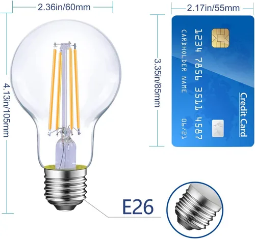 Miniatura 2 de Bombillas LED E26, equivalente a 40 W, 4000 K, bombilla de filamento LED clásico de vidrio transparente A19, no regulable, paquete de 6 4000 K