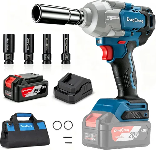 Miniatura 11 de Dong Cheng - Llave de impacto inalámbrica de 20 V sin escobillas, torsión alta de 515 pies-libras, pistola de impacto inalámbrica de 1/2 pulgada