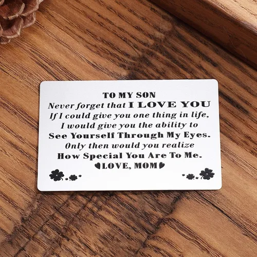 Miniatura 5 de FeiYen Carteras con mensaje grabado personalizado para tarjetas personalizadas para hijo de mamá madre Te amo Despliegue de graduación