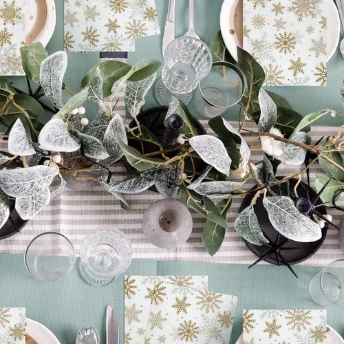 Miniatura 2 de Hotop Paquete de 300 servilletas desechables de Navidad con copos de nieve, toallas de mano desechables de papel para invitados, servilletas