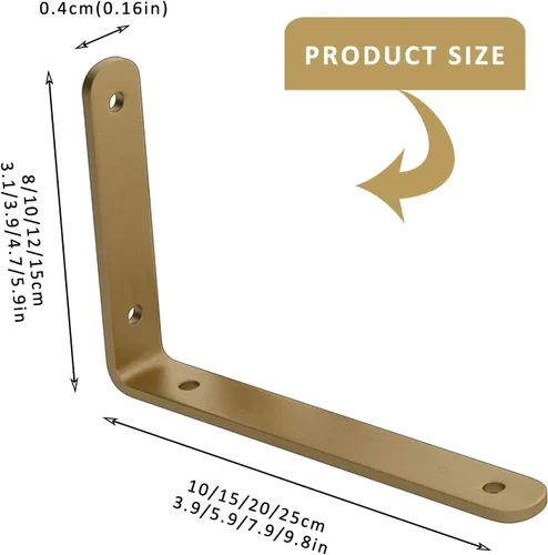 Miniatura 7 de Pxzybd Soporte de estante en forma de L, soporte de estante de metal, soportes angulares de bricolaje, con tornillos, soportes flotantes montados