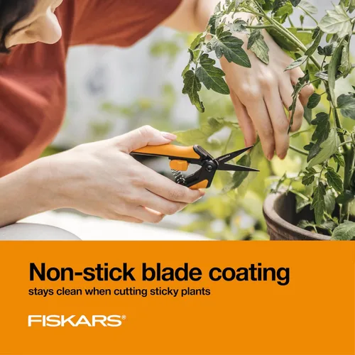 Miniatura 4 de Fiskars 399241-1002 Tijeras de podar con micro puntas, cuchillas antiadherentes, 2 unidades, naranja