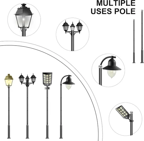 Miniatura 4 de Poste de luz de calle de 13 pies de alto, poste de lámpara de calle para luces al aire libre, poste de luz solar de calle accesorio para patio