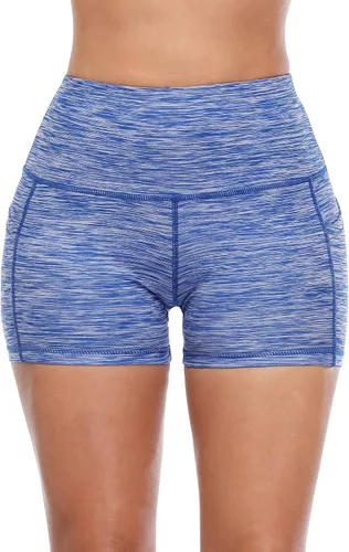 Miniatura 3 de CADMUS Pantalones cortos deportivos de tiro alto para mujer, para yoga, acondicionamiento físico y correr, con bolsillos profundos