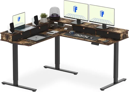 Miniatura 25 de FLEXISPOT Escritorio de pie en forma de L, escritorio de esquina eléctrico de altura ajustable de 63 x 47 pulgadas, estación de trabajo