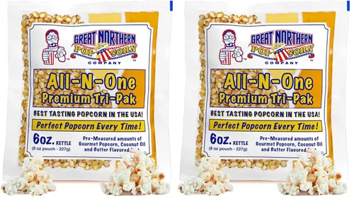 Paquetes de palomitas de maíz, kit todo en uno con granos premedidos de 6 onzas, paquetes de sal y aceite para máquinas de palomitas de maíz por