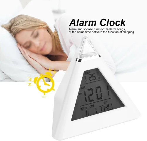 Miniatura 8 de TOPINCN Reloj despertador digital LED que cambia de color con termómetro LCD, luz nocturna, 8 sonidos de alarma, 7 opciones de color para niños