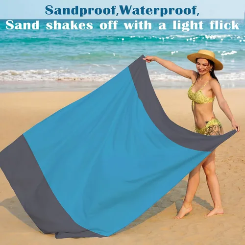 Miniatura 5 de Famstar Beach Blanket Oversized Extra Large 78"X81"/10'X9',Waterproof Sandproof Beach Blanket 2-8 Adults Lightweight Durable for Travel Camping