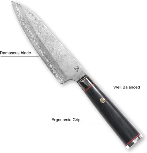 Miniatura 3 de Miyake Cuchillo de chef japonés Gyuto de 7.5 pulgadas, cuchillo de cocina afilado de acero inoxidable 9Cr18MoV con mango G10 y madera de Pakkawood