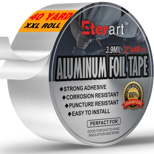 Miniatura 10 de ETERART Cinta de Conducto de Papel de Aluminio Resistente, Sellado y Reparación a Alta Temperatura, Perfecta para HVAC, Conductos de Aire