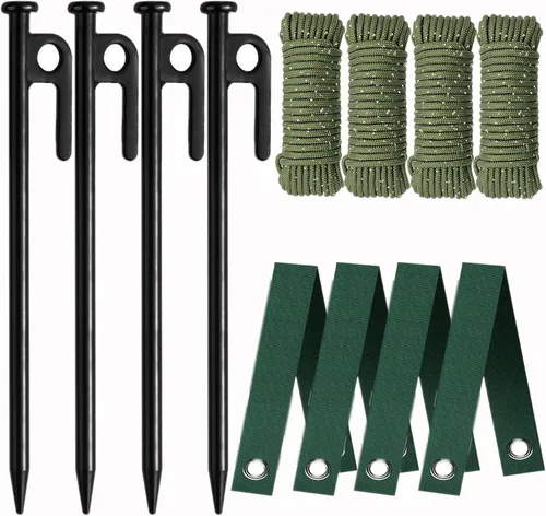 Kits de estacas para árboles, estacas y soportes para árboles para protección contra huracanes y mal tiempo, incluye 4 estacas de acero resistente