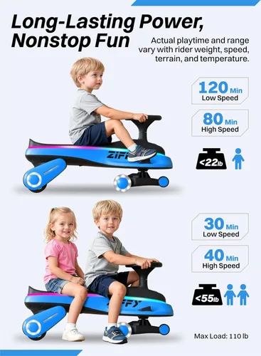 Miniatura 6 de Coche eléctrico con luz JOVA ZIFFY 45W 5.5A con pedal, batería recargable, coche oscilante 2 en 1, juguete de paseo de 2 velocidades, antivuelco