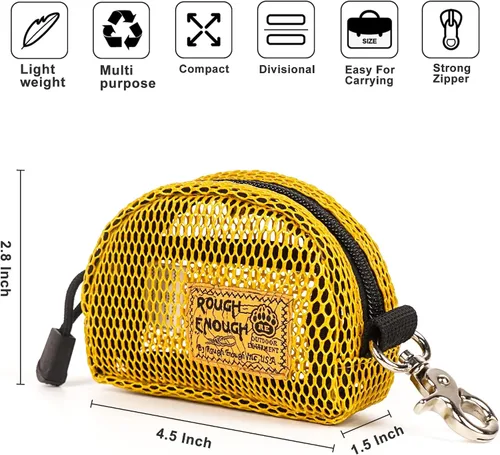 Miniatura 6 de Rough Enough - Juego de bolsa de aseo transparente y bolsa de malla con cremallera pequeña, Amarillo Dorado