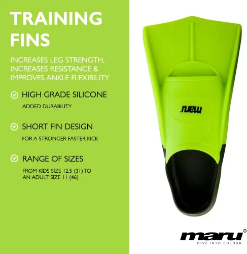 Miniatura 8 de MARU Aletas de entrenamiento, aletas de natación de silicona para patadas más fuertes y rápidas con mayor propulsión, utilizadas para entrenamiento