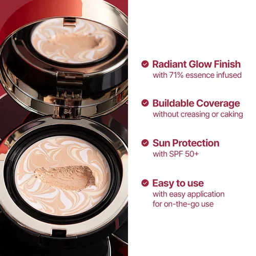 Miniatura 5 de [Tamaño mini] AGE20'S Signature Essence Pact 13C Base de cojín coreana vegana Paquete de 1 Base crema, acabado húmedo y brillante, cobertura