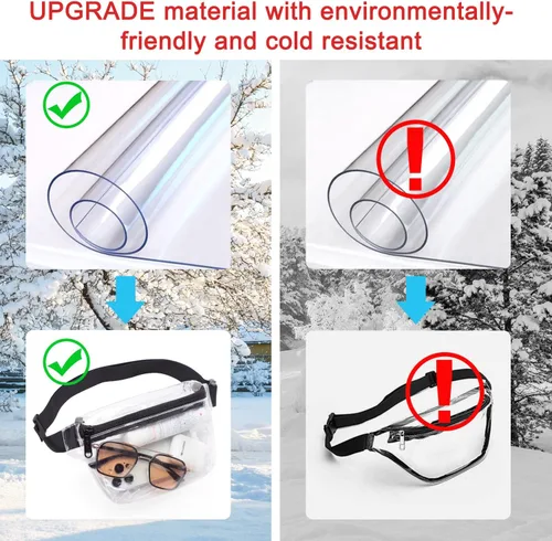 Miniatura 3 de TINYAT - Cangurera transparente pequeña aprobada para el estadio para mujeres, bolsa de cinturón transparente impermeable para conciertos, deportes