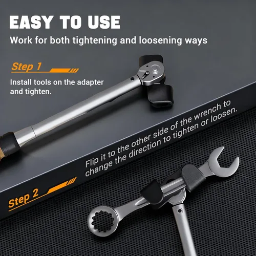 Miniatura 4 de Extensor universal de llave – unidad de 1/2 pulgada y hexagonal de 0.827 in – Adaptador de par ajustable para reparación y aflojamiento sin esfuerzo
