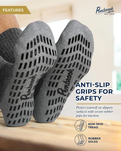 Miniatura 15 de Pembrook 4 pares de calcetines antideslizantes para hombres, mujeres, marido, papá, calcetines de agarre para hospital, yoga, pilates, barre