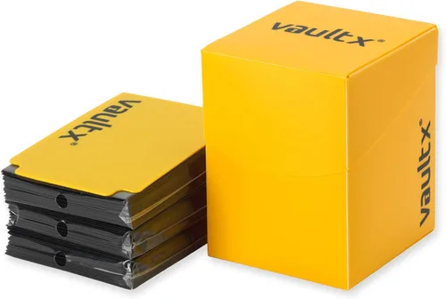 Caja de almacenamiento para mazo de cartas Vault X y 150 fundas negras para cartas, se ajusta a más de 100 cartas con funda, tamaño grande estándar,