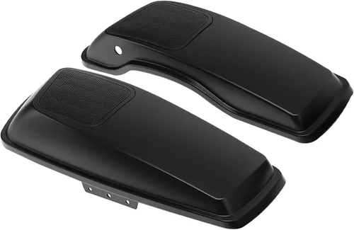 Miniatura 14 de TCT-MOTORPARTS Alforjas de mezclilla negra con tapas, bocina de 5 x 7 pulgadas, rejillas para Harley Street Glide Road King Road Glide Ultra Limited